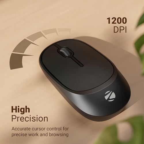 Image of Zebronics Wireless Mouse, 2.4GHz, 1200 DPI, 3 Buttons, High Precision, Comfortable & Ergonomic Design, Lightweight, Power-Saving Mode, USB Nano Receiver (Dazzle 10, Black)
