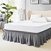 Freshculture king bed skirt dust ruffle for king size bed easy fit with 15 inch tailored drop elastic wrap around bed skirt king size hotel quality bed skirts for adjustable bed dark grey  urban country home decor