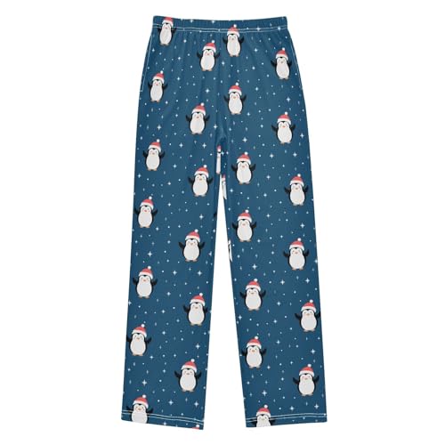Boys' Pants Penguins Red Christmas Hat Long Bottoms Jogger Pants Elastic Waist Trousers with Pockets S-XL