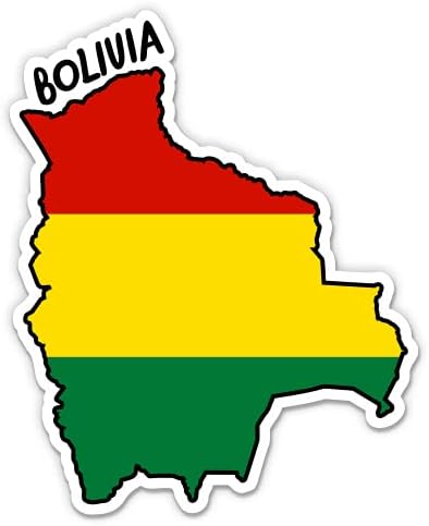 Bolivia Map with Flag - Vinyl Sticker - Large Size - 12