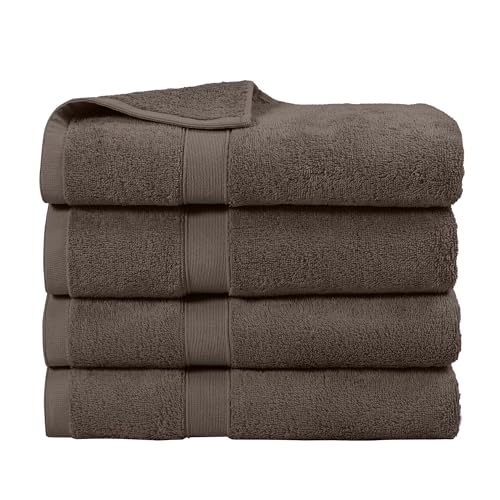 LINENOVA 4 Pack Bath Towels Set 68x132cm, 100% Combed Cotton Premium Towels for Bathroom, 550GSM Softness Quick Dry and Absorbent Adult Towels for Daily Use, Chocolate Brown