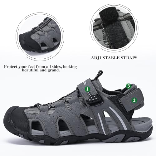 Queday Mens Sport Sandals Closed Toe Outdoor Hiking Sandals Lightweight Trail Walking Casual Water Shoes4