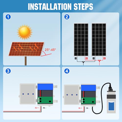 Eco-Worthy Solar Deep Well Water Pump Kit 12V Dc Submersible Water Pump With 2Pcs 100W Mono Solar Panel 10Ah Battery Controller For Well Pond Home Farm Stainless Steel thumb #5