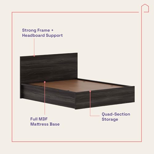 Image of Wakefit Bed | 3 Yr Warranty | Bed Queen Size, Comes with Storage Box, Noise-Free, Density: 680-750 kg /m, Termite & Borer Resistant, Fits Mattresses Up to 8 inches (Centaur 78 x 60 - Wyoming Maple)