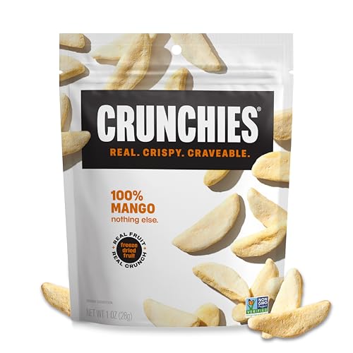 Crunchies Freeze-Dried Fruits, 100% All Natural Crispy Fruit, Non GMO and Kosher, Single Resealable Freeze Dried Fruit Snack Pack (Mango, 1 Ounce (Pack of 1))
