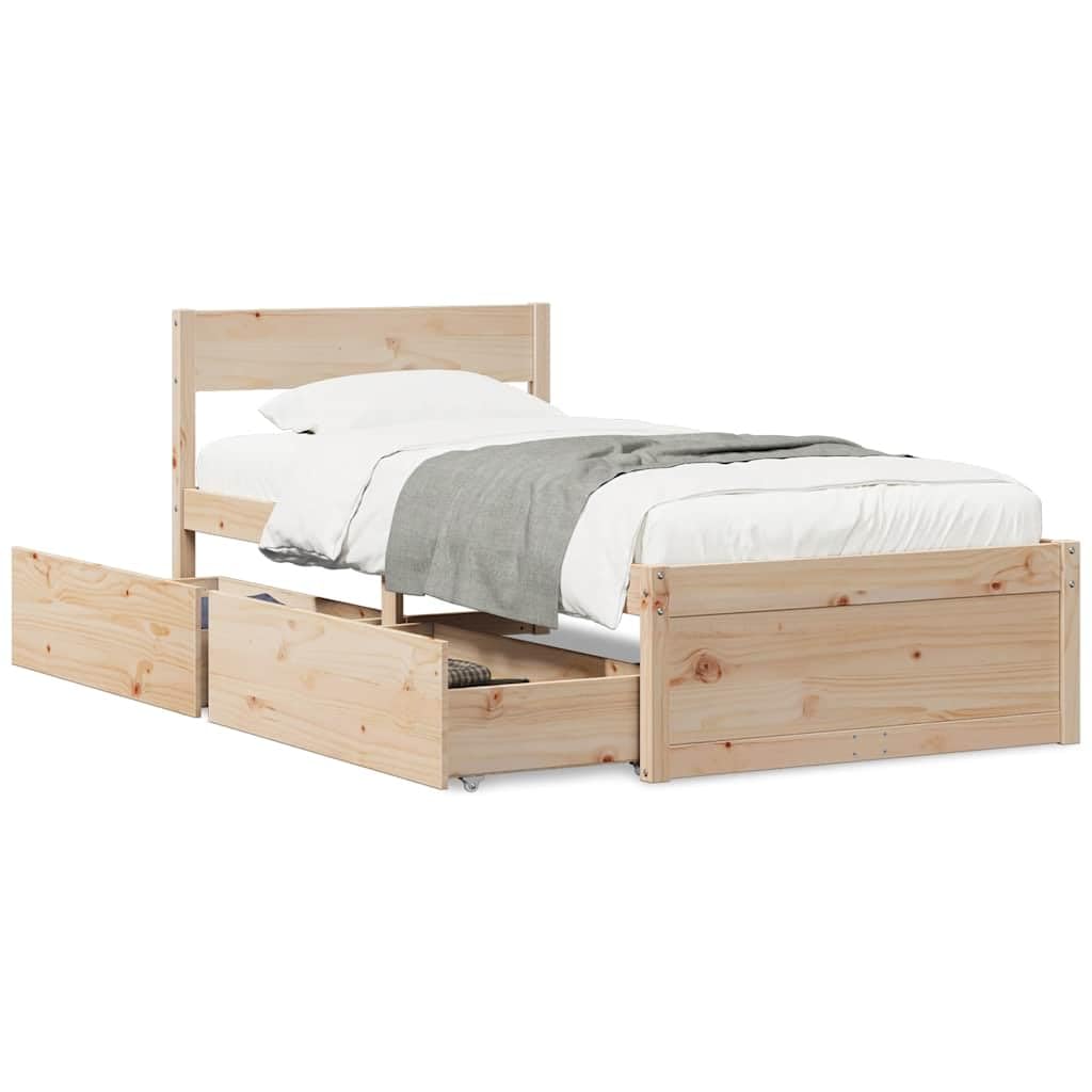 Letto 75x190 con Cassetti, Letto Contenitore 75x190, Struttura Letto con Cassetti, Giroletto Matrimoniale, Letto Singolo con Cassetti in Legno 75x190 cm