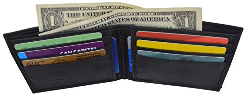 MARSHAL Genuine Lambskin Soft Leather Bifold Men's Wallet with inner Zipper3