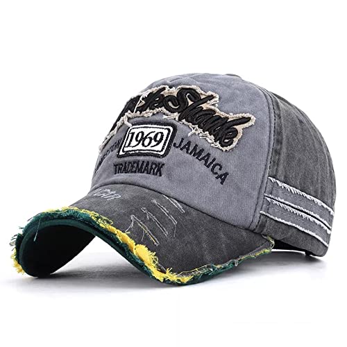 Image of 1969 Denim Washed Stylish Cap for Men Women with Brim (Fit to Head Size - Approx 54CM to 60CM)