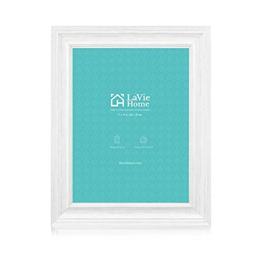 LaVie Home 11x14 Picture Frames (1 Pack, Distressed White) Rustic Single Tempered Glass Photo Frame for Wall Mount Display, for Home Decoration, Office Decor