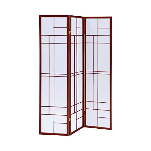 Coaster Home Furnishings Katerina 3-Panel Folding Floor Screen White and Cherry - Image 3