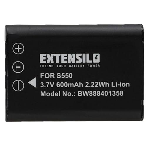 EXTENSILO Akku kompatibel mit Pentax Optio L50, M50, M60, S1, V20, W60, W80 Kamera (600mAh, 3,7V, Li-Ion)