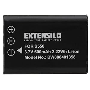 EXTENSILO Batterie Compatible avec Pentax Optio L50, M50, M60, S1, V20, W60, W80 Appareil Photo, Reflex numérique (600mAh, 3,7V, Li-ION)