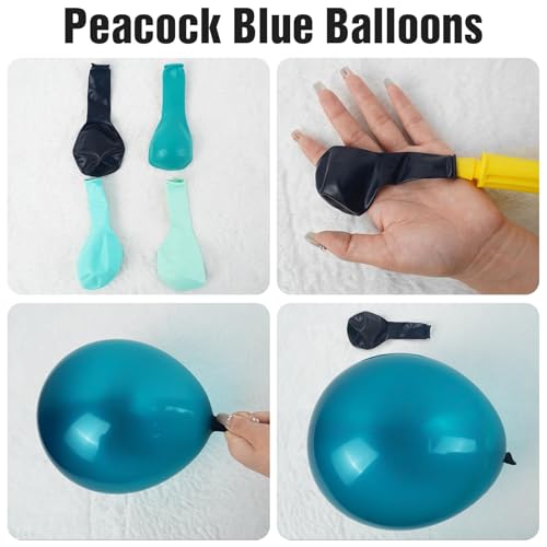 Image of Teal Blue Balloon, 60PCS Turquoise Blue Peacock Balloons