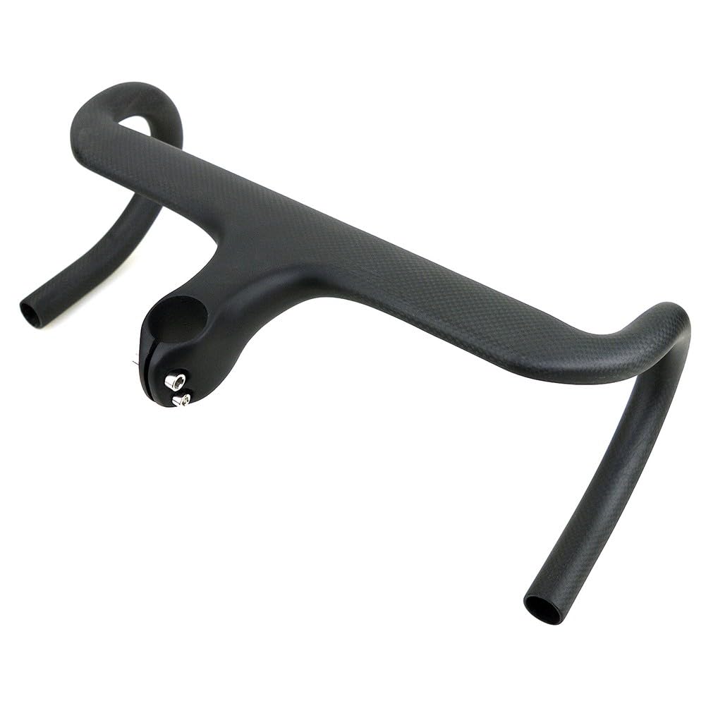 FACAIIO Guidon intégré en fibre de carbone pour vélo de route, potence de 28,6 mm, angle de -6°, barre de vélo de course légère de 315 g
