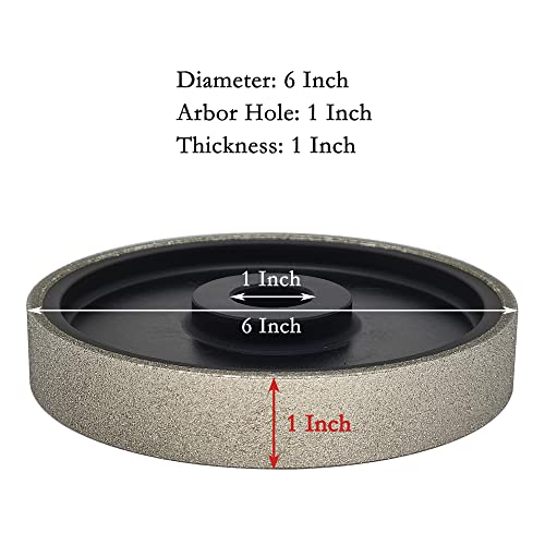 Caquxil Diamond Lapidary Jewelry Grinding Wheel 6 Inch With 1 Inch Arbor Hole, Diamond Grinding Wheel For Gem, Marble, Granite, Glass, Ceramics, Cemented Carbide, 80 Grit #TOP1