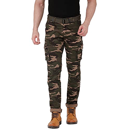 Image of BEEVEE Mens Camouflage Fixed Waist Cargo with Belt