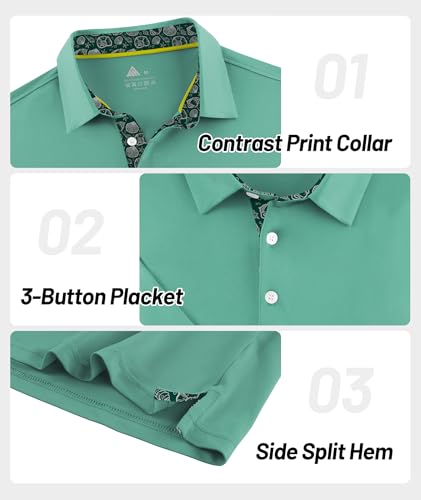 Image of ZITY Golf Shirts for Men Short Sleeve Moisture Wicking Solid Performance Designed Print Collared Casual Polo Shirt