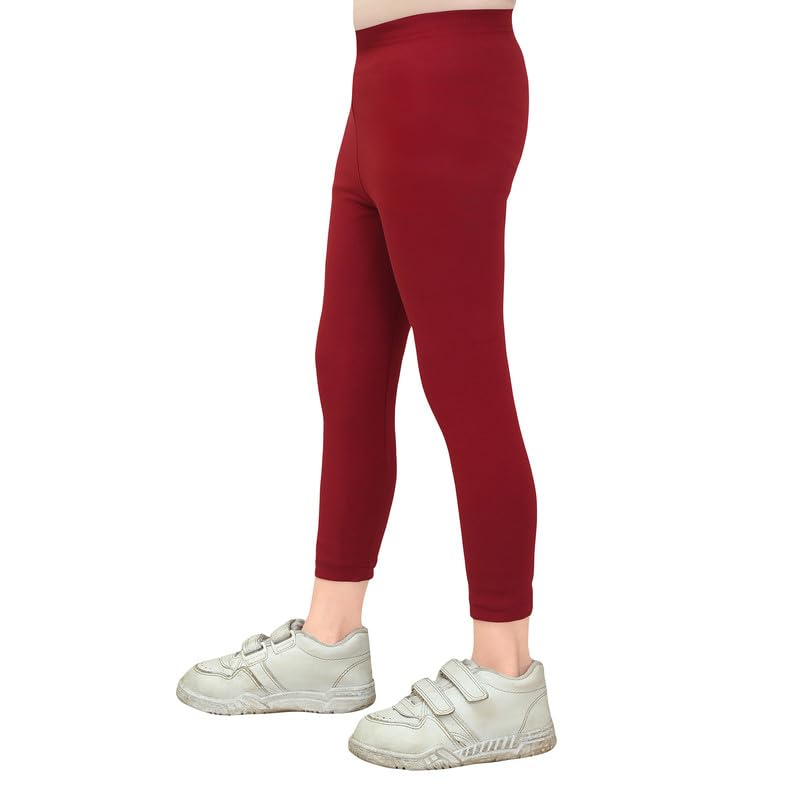 Image of ONE SKY Girls Ankle Length Leggings, Breathable Kids Wear, Versatile Tights for Girls, Stretchable, Easy to Care Slacks, Comfort Girls Leggings
