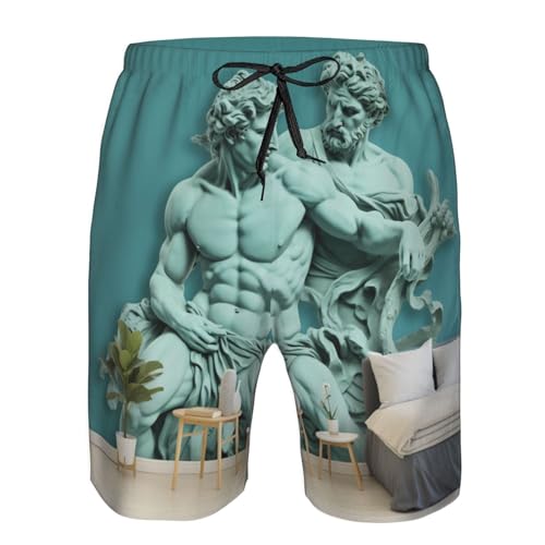 Marble Mural Print Mens Casual Shorts Drawstring Summer Beach Stretch Shorts Novelty Swimtrunks4