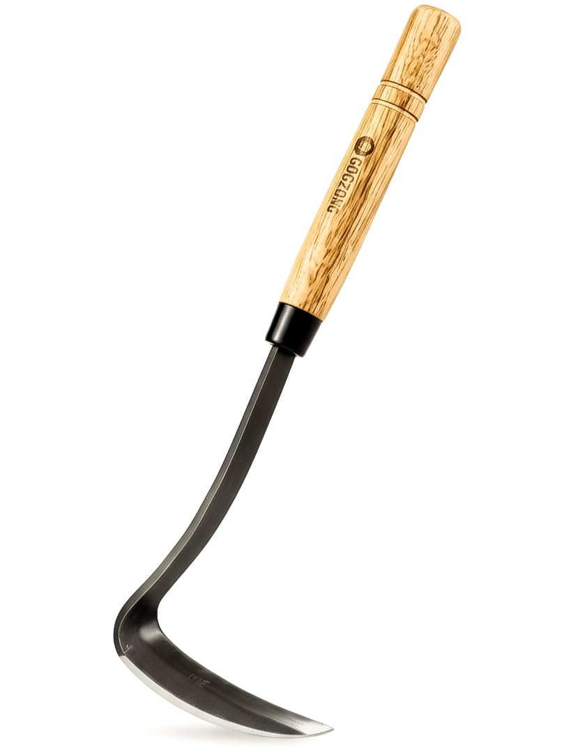 GOGZONG Japanese Hand Hoe - Japanese Weeding Tool with Rust-Proof Steel Blade & Maple Wood Handle | Razor Hoe Weeding Tool for Patio, Block Paving & Tight Gaps - 33cm"
