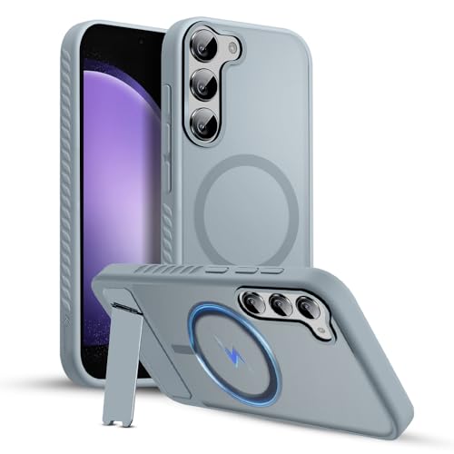 Image of KARWAN️Ultra Hybrid Matte Back Cover Case Compatible with Stand Magnetic for Samsung Galaxy S23 | Mag-Safe Wireless Charging | Camera Bump Protection -(Grey)