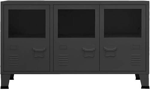 Miniatura 4 de loibinfen Armario de almacenamiento industrial de metal con 3 puertas, armario de almacenamiento de piso, gabinete de almacenamiento multiusos con