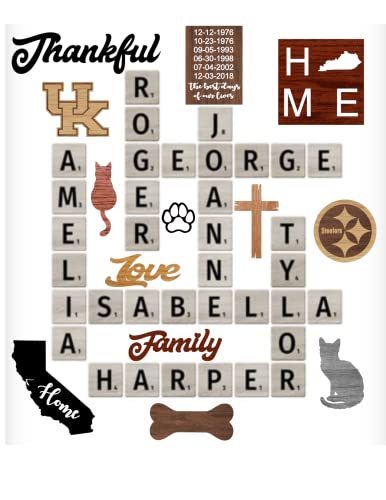 Scrabble 3 x 3 Tiles, Wooden Wall Ready to Hang Tiles, Wall Decor, Farmhouse Style, Scrabble Pieces, Personalized Sign, Team Logos, Wooden Letters