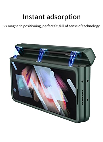 Étui Galaxy Z Fold 3 anti-choc à charnière invisible et cuir vert - 4