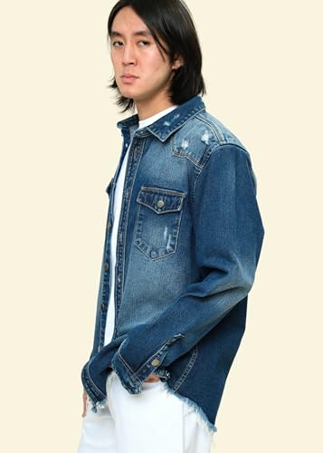 Image of VICTORIOUS Men's Distressed Denim Jacket