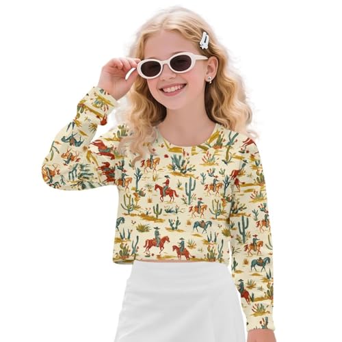 Crop Tops for Girls Long Sleeve Sweatshirts Athletic Pullover Tops Kids Crewneck Fall Clothes 5-14Y2
