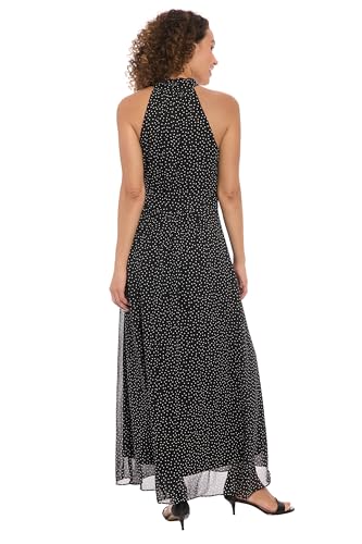 London Times Women's Halter Neck Maxi Sheer Overlay-Elegant A-line Formal Evening Party Long Dress3