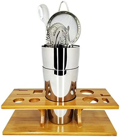Miniatura 5 de Juego de 12 barman de coctelería, kit de barman, herramientas de barra de ajuste de barra, accesorios de barman de acero inoxidable con marco de