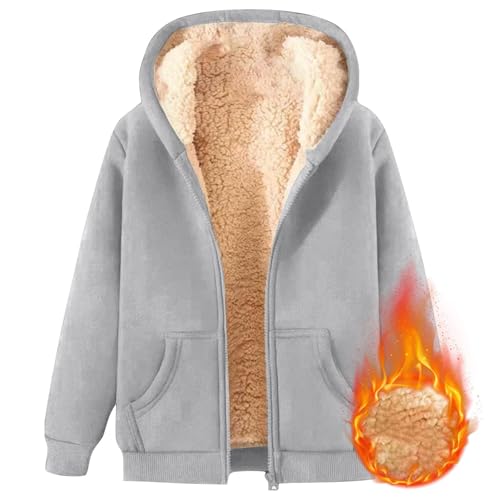 Unisex Boys Girls Fleece Hoodie Jacket Sherpa Lined Zip Up Hooded Sweatshirt Kids Winter Warm Outerwear Clothes2