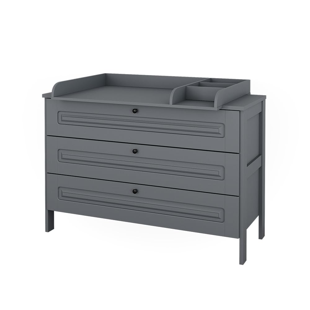 Vitalispa przewijak "Ajaton", Szary, 133 x 98.4 cm | z 3 szufladami, convient aux matelas à langer standards jusqu'à 85 cm