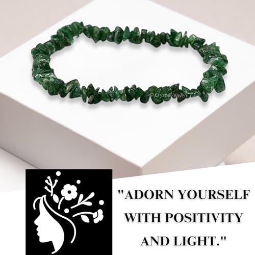 Image of Certified Green Aventurine Bracelet for Women Men with Healing Crystal and Reiki Stone - Beautiful Gemstone Beaded Bracelet for Balance, Harmony & Positive Energy (Chips Stone Beads)