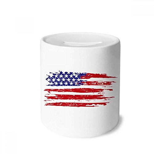 Tirelire céramique haute qualité motif Stars and Stripes finition brossée