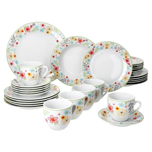 MamboCat Variant Blümchen 30tlg Kombiservice I Porzellan-Geschirrset...