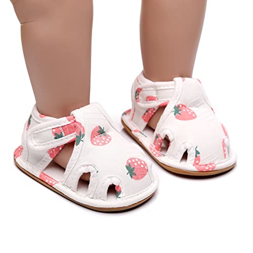 Baby Girls Fruit Strawberry First Walking Sandals Infant Toddler Lightweight Closed Toe Anti-Slip Mary Jane Shoes3