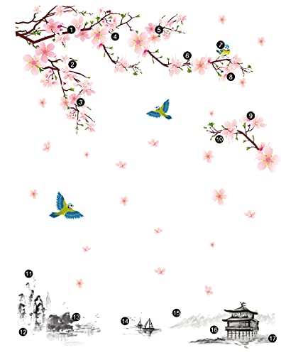 M Achoose Flower Wall Decals Wall Stickers Peel And Stick Removable Decal Home Décor Stickers &Murals Wall Decor For Home Bedroom Living Room Wall Decaoration (95"×60”) #TOP5