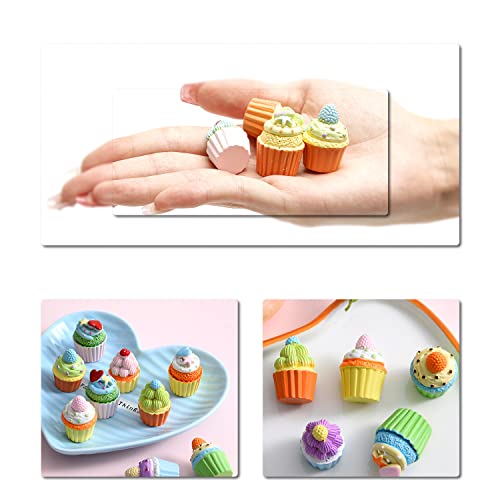 30 Pcs Mini House Cupcake Resin Cake Bread Props Dessert Cupcake Pendants For Diy Craft Accessory Miniatures Food Kitchen Ornament Party Christmas Favor #TOP2