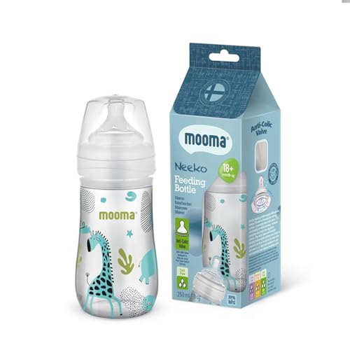 Neeko Antikolik PP Animals Desenli Biberon, 250 ml, Beyaz, 6-18 Ay, Orta Akış