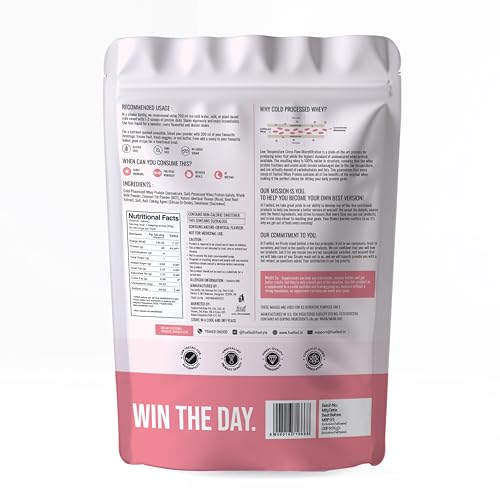 Image of Fuelled Whey Protein Powder Concentrate & Isolate with 24 g Protein, 5 g BCAA (3 kg, 90 Servings) Lab Tested (Rose Milk)