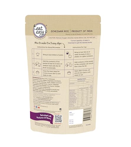 Image of Eat Easy Ready To Eat Schezwan Rice- 95gm (Pack of 6) | Just Add Water and Cook | Desi Chinese Instant Food | Freeze Dehydrated | Travel Food | No Added Preservatives | No Added Artificial Colours & Flavours