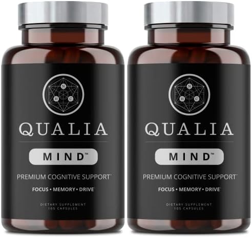Qualia Mind Nootropic | Premium Brain Booster Supplement for Memory, Focus, Clarity and Concentration Support with Bacopa monnieri, Ginkgo biloba, DHA, Alpha GPC, B12 & More (105 count 2-Pack)
