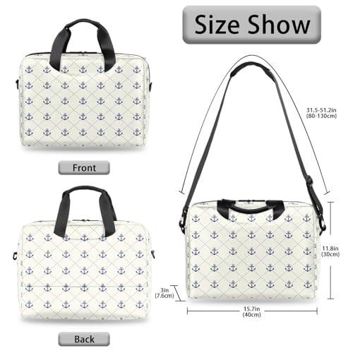 Bolso beige para laptop 16 pulgadas patrón ancla miniatura 5