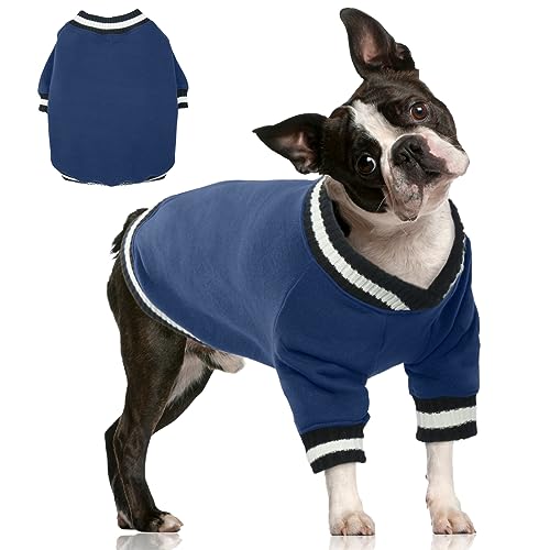 FUAMEY Dog Pullover Sweatshirt，Dog Winter Sweaters Warm Dog Clothes Dog Vest Thick Puppy Pullover Soft Pet Fleece Sweater Cute Doggie Boy Girl Outfit for Small Medium Dogs Blue L Large(chest
