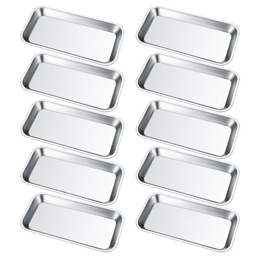 10 Piezas Bandejas de Instrumentos, Bandejas Rectangulares de Acero Inoxidable, Bandeja de Laboratorio para Dental Platos de Laboratorio - 22,5x11,5x1,6 cm