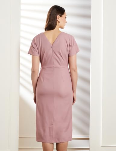Image of Symbol Premium Women's Fitted Draped Sheath Dress (Midi Length | Desk-to-Dinner) (Available in Plus Sizes)