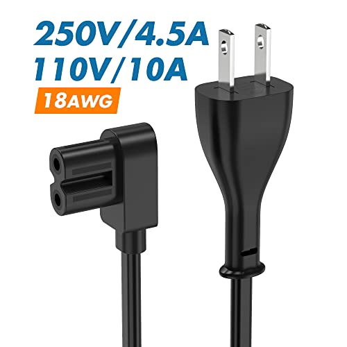 image for AGVEE 12ft TV Power Cord, 90 Degree Angled L-Shaped UL Listed 2-Prong 