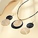 CIWEAI Black and Gold Disc Jewelry Sets for Women Boho Round Leather Cord Pendant Necklace Fashion Large Circle Medallion Dangle Hook Earrings Statement Necklaces (Gold-1)